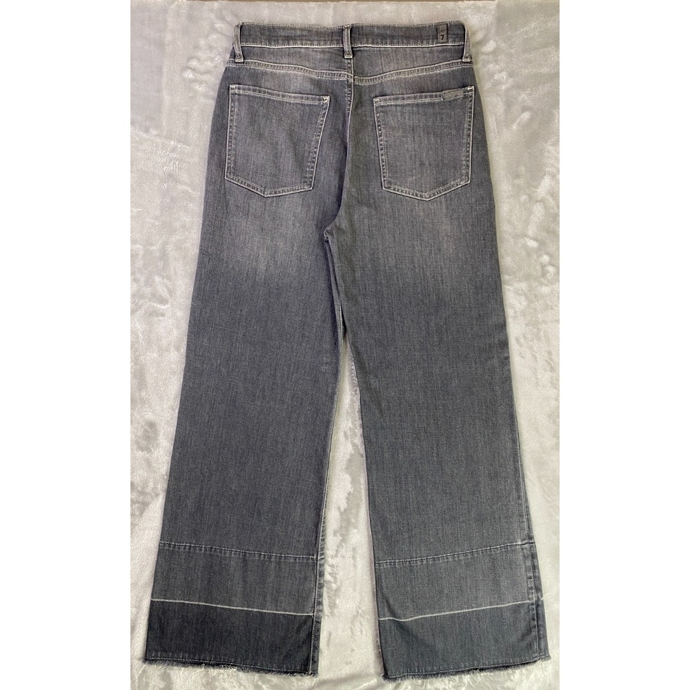 7 For All Mankind The Ultra High Rise Jo Jeans Women 30 Gray Wide Leg Raw Hem - Picture 2 of 5